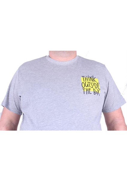 Büyük Beden Erkek Baskılı Tişört Outside 23137 Gri Melanj10 fırsatları