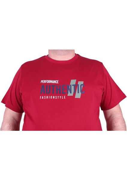 Büyük Beden Erkek Baskılı Tişört Authentic 23134 Bordo10 modelleri