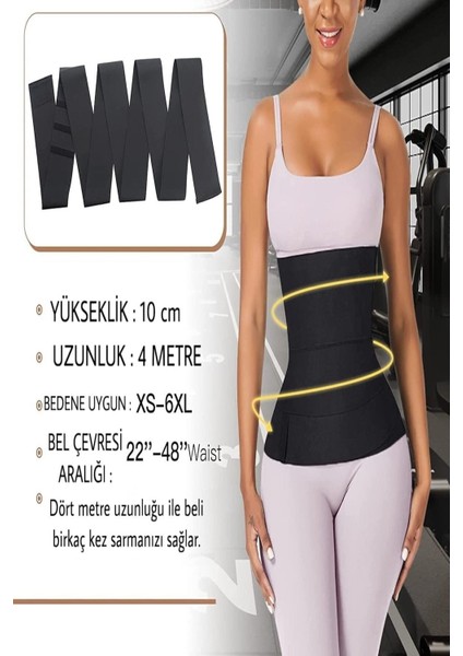 Waist Trainer Tummy Wrap Bel Inceltici Bele Dolamalı Kum Saati Görünümü 4m Sarmal Bel Korsesi
