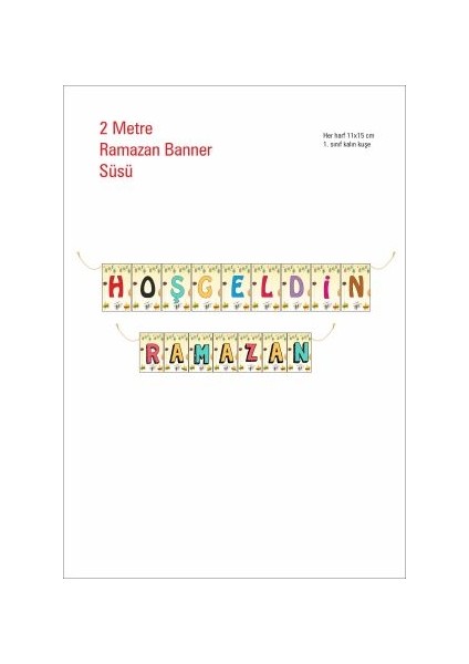 2 Metre Hoşgeldin Ramazan Temalı Dini Süsü Kuşe Kağıt Demonte fiyatları