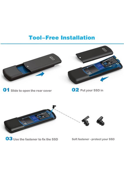 M.2 Nvme USB C SSD Harici Kutu USB 3.1 Gen 2 10GBPS - M-Key Nvme SSD 2230, 2242, 2260, 2280