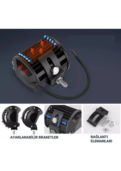 60W Kombo Aydınlatma 20 LED Çalışma Lambası Off Road Motorsiklet Sisfarları - Beyazışık