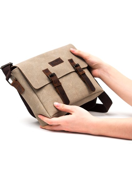 Kanvas - Deri Bej Postacı Çanta - DESIGN01
