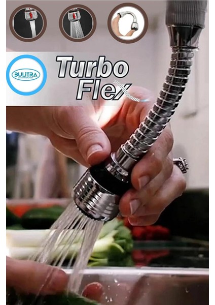 Su Armatürleri Turbo Flex Plastik Hortumlu Esnek Ayarlanabilir Musluk Başlığı 2 Aşamalı