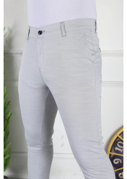 Erkek Açık Gri Slim Fit Keten Pantolon fiyatları