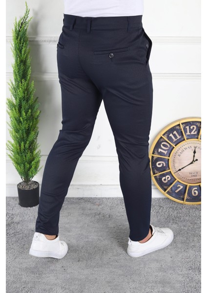 Erkek Lacivert Slim Fit Keten Pantolon modelleri