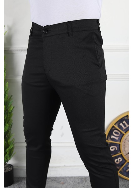 Erkek Siyah Slim Fit Keten Pantolon fiyatları