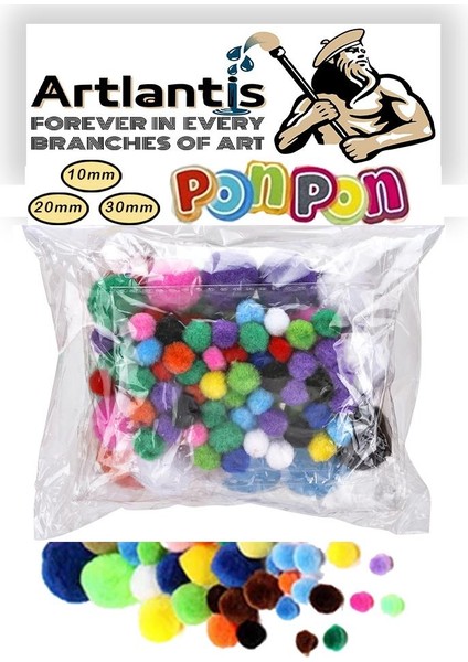 Ponpon 10 mm 20 mm 30 mm 85 Li Set 1 Paket Karışık Renk Pon Pon 1 cm 2 cm 3 cm Pompom