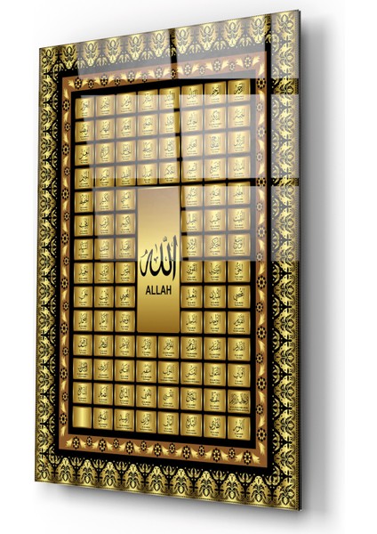 Esmaül Hüsna (Allah'ın 99 Ismi) Cam Tablo -(ARAPÇA VE İNGİLİZCE AÇIKLAMALI) modelleri