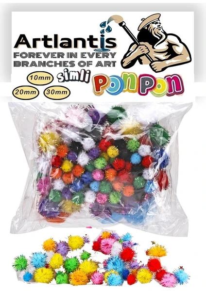 Simli Ponpon 10 mm 20 mm 30 mm 85 Li Set 1 Paket Karışık Renk Pon Pon 1 cm 2 cm 3 cm Pompom