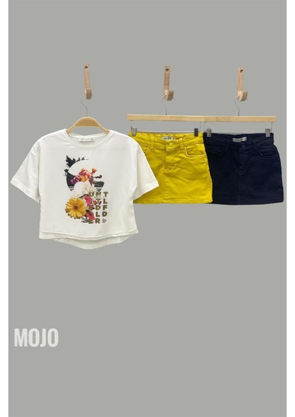 Mojo Kız Çocuk Full Likra Renkli Denim Etek 234647 Hardal fırsatları