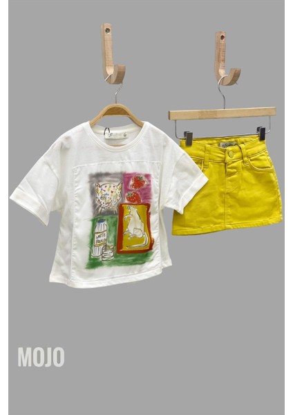 Mojo Kız Çocuk Full Likra Renkli Denim Etek 234647 Hardal indirimleri