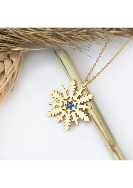 Kar Tanesi Gümüş Kolye - Mavi Taşlı fiyatları