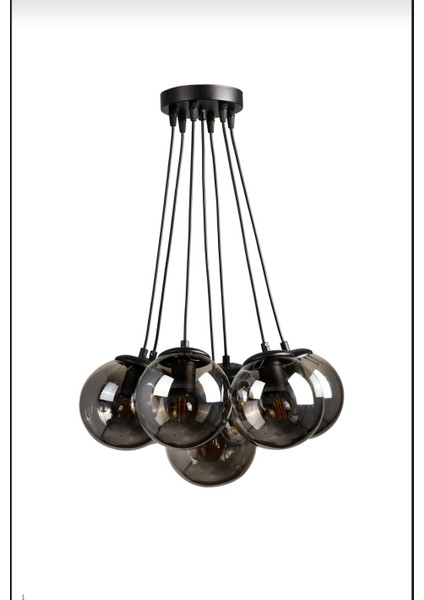 Lotus Sarkıt Model 7'li Füme Cam Modern Avize