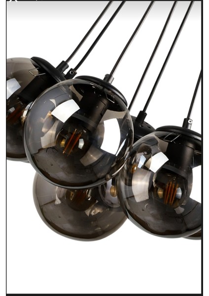 Lotus Sarkıt Model 7'li Füme Cam Modern Avize