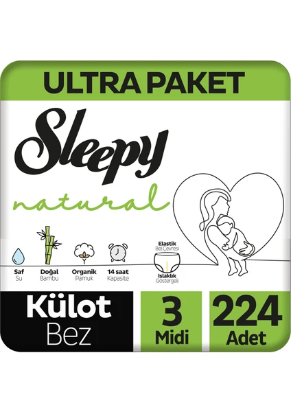 Natural Ultra Paket Külot Bez 3 Numara Midi 224 Adet