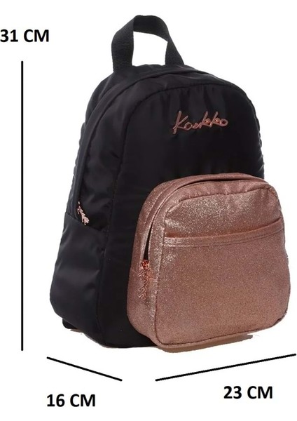 1579 Su Geçirmez Kumaş Lüks Bayan Günlük Mini Sırt Çantası - NKT01579-SIYAH-TEK Ebat