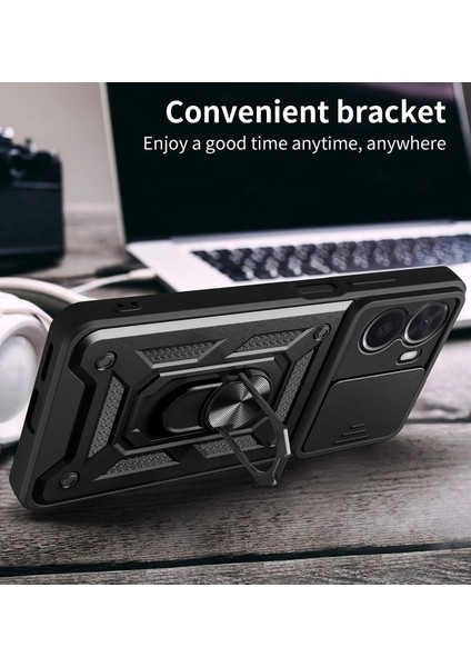 Vivo Y16 Kılıf Ultra Korumalı Yüzüklü Manyetik Sürgülü Vega Kapak modelleri