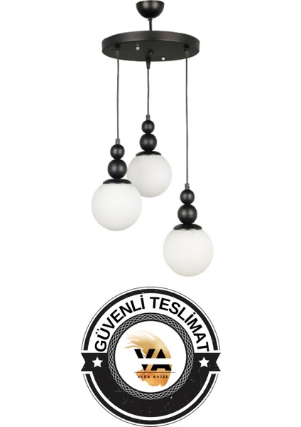 Venüs 3'lü Sarkıt Model- Hakiki Cam- Oturma Odası- Salon- Yatak Odası Modern Avize