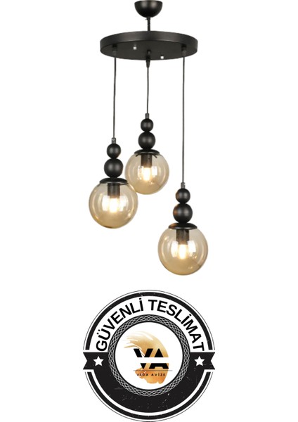 Venüs 3'lü Sarkıt Model- Hakiki Cam- Oturma Odası- Salon- Yatak Odası Modern Avize