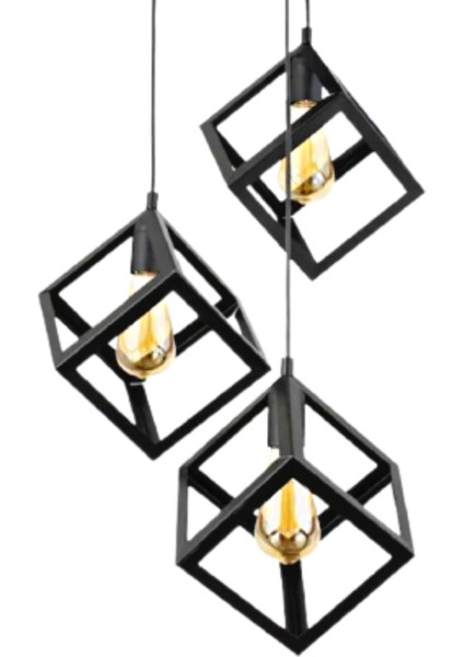 Lila Küp Model Sarkıt 3 Lü Metal Modern Avize modelleri