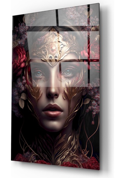 Metal Süslemeli Kadın Cam Tablo modelleri