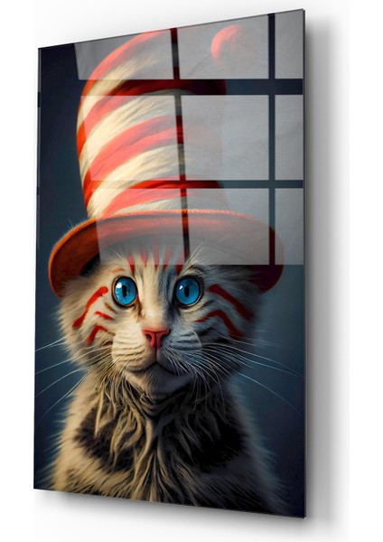 Şapkalı Kedi Cam Tablo modelleri