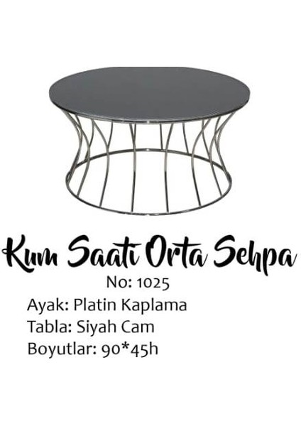 Orta Sehpa Brc Kum Saat Model 10425 Düz Siyah Temper Cam Platin Renk Kaplama Metal Ayak El Yapım fiyatları