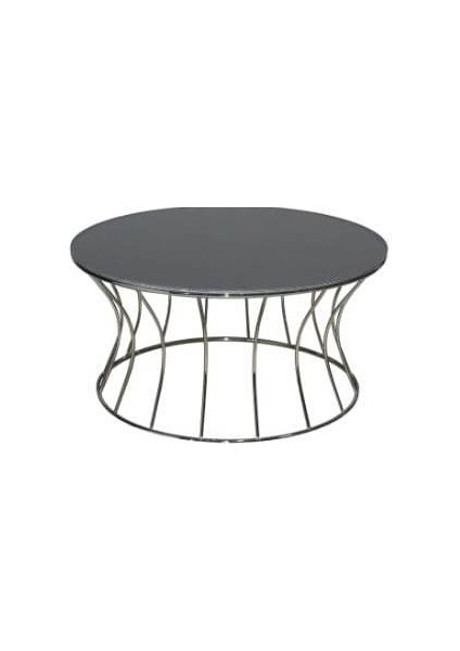 Orta Sehpa Brc Kum Saat Model 10425 Düz Siyah Temper Cam Platin Renk Kaplama Metal Ayak El Yapım