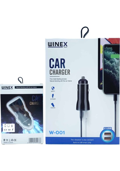 Çift Girişli USB 3.4A - 2.4A +1A Araç Şarj Başlığı Winex W-001