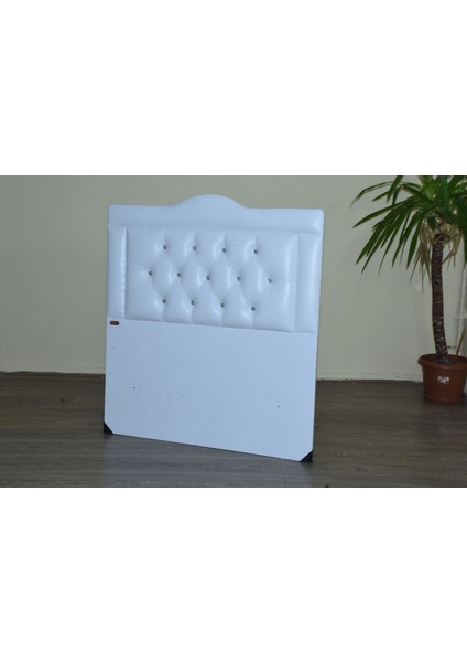 Baza Başlık 90*190 cm Suni Deri Beyaz Silinir Kumaş Kapitone Model 2 cm Sunta Üstü. El Yapım