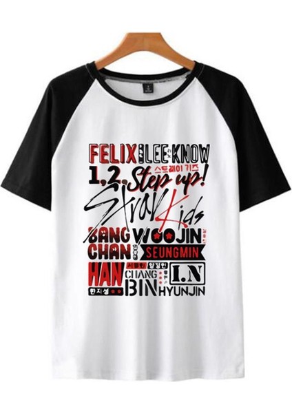 Stray Kids Poster Baskılı Reglan Kol Beyaz Oversize T-Shirt10 fiyatları
