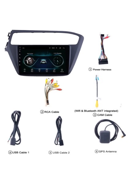 Hyundai I20 2018 ve Sonrası Uyumlu 2+16 IPS Dokunmatik Android Multimedya 9' Uyumlu