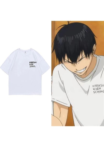 Karasuno High School Baskılı Beyaz Oversize T-Shirt10