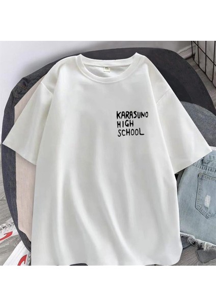 Karasuno High School Baskılı Beyaz Oversize T-Shirt10 fiyatları