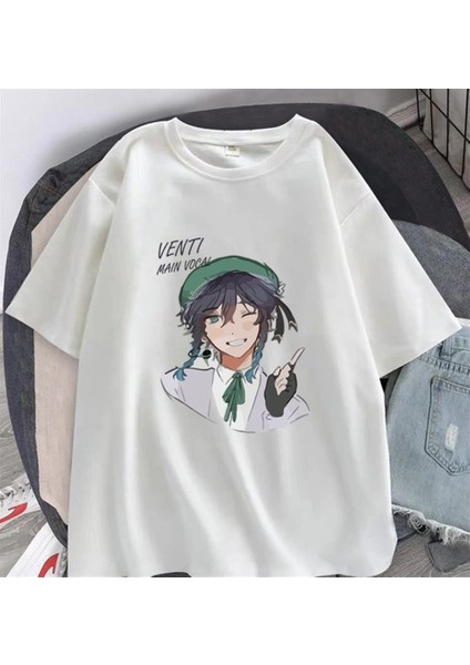 Genshin Impact Venti Baskılı Beyaz Oversize T-Shirt10 fiyatları
