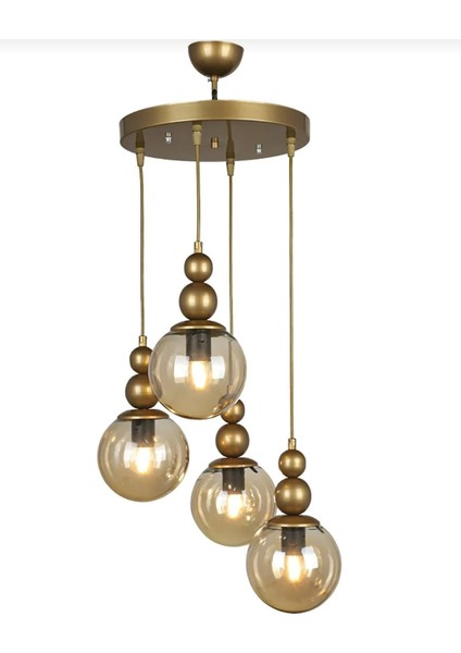 Venüs 4'lü Sarkıt Eskitme Model- Hakiki Bal Cam- Oturma Odası- Salon- Yatak Odası Modern Avize