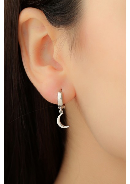 Kadın 925 Ayar Gümüş Ay Küpe fiyatları