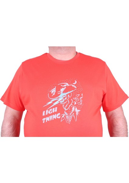 Mocgrande Büyük Beden Erkek Baskılı Tişört Lightning 23132 Nar Çiçeği modelleri