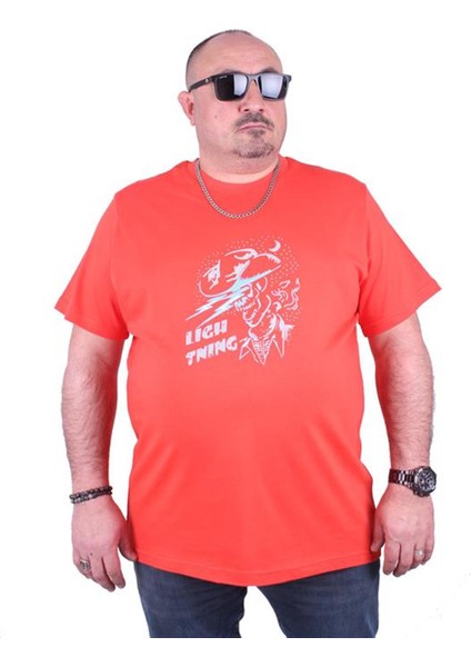 Büyük Beden Erkek Baskılı Tişört Lightning 23132 Nar Çiçeği fiyatları