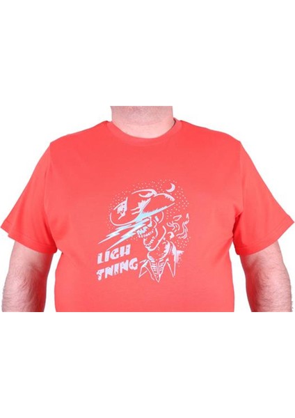 Büyük Beden Erkek Baskılı Tişört Lightning 23132 Nar Çiçeği modelleri