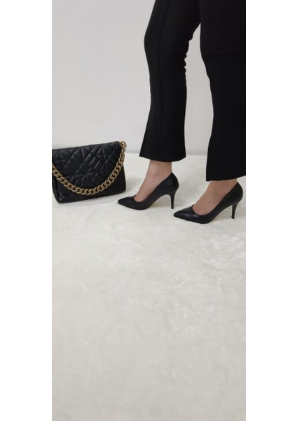 Siyah Deri Stiletto (Pdy S.1) - Siyah - 40 - ST02073-SİYAH-40