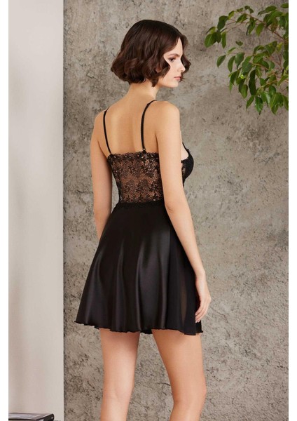 6005 Kadın Siyah Gelin Çeyiz Seti 6'lı Saten Takım modelleri