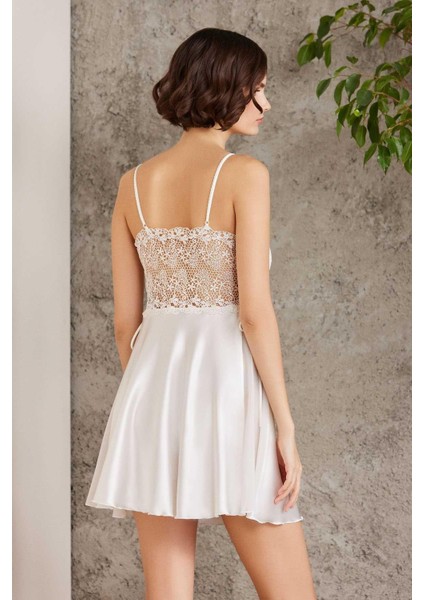 6005 Kadın Ekru Gelin Çeyiz Seti 6'lı Saten Takım