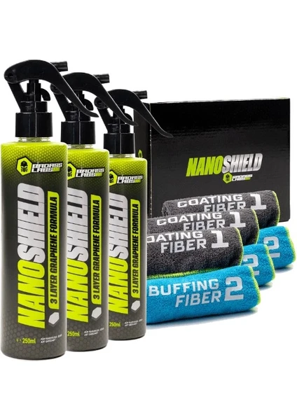 Badass Labs 3'lü Paket Nanoshield™ Grafen Bazlı Nano Seramik Kaplama Sprey 250ML + Ücretsiz Mikrofiber Havlular