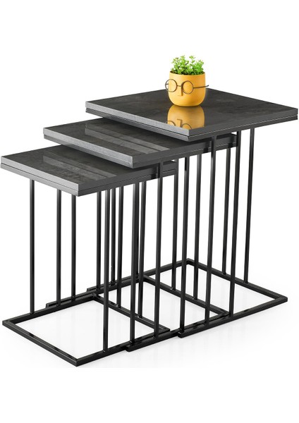 Elit C Zigon Sehpa 3'lü Metal Ayak