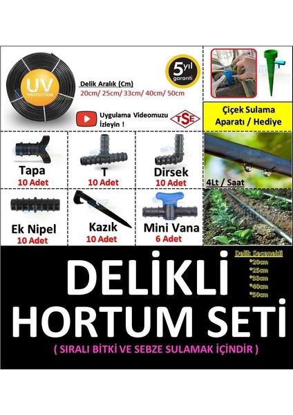 Mgf Plast 400MT. /16MM. Hazır Delikli (Cm. Seçenekli) Damlama Sulama Bahçe Hazır Seti