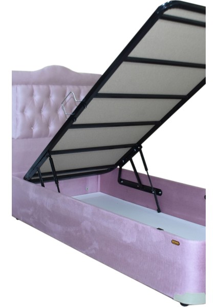 Baza-Başlık Tay Tüy Pembe Silinir Kumaş Model Kapitone Başlık Metal Fırın Boya Iskelet 90*190 Elyapım indirimleri