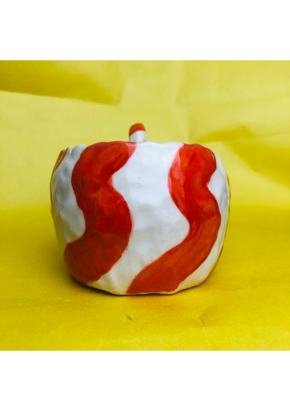 Yılbaşı Serisi Lollipop Xl Kupa - Kırmızı Şekerli Kupa El Yapımı Seramik Mug 200 ml