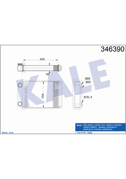 Kalorifer Radyatörü Astra J K Zafira Tourer C 1618297 346390